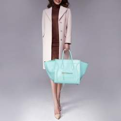 Pre Owned Celine Blue Leather Medium Phantom Luggage Tote