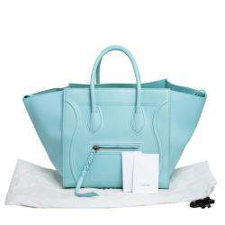 Pre Owned Celine Blue Leather Medium Phantom Luggage Tote