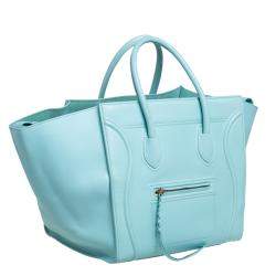 Pre Owned Celine Blue Leather Medium Phantom Luggage Tote