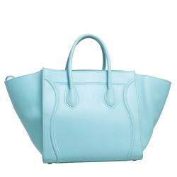 Pre Owned Celine Blue Leather Medium Phantom Luggage Tote