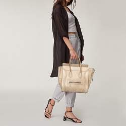 Pre Owned حقيبة يد توتس سيلين ميني لاغيدج جلد ثعبان بيج