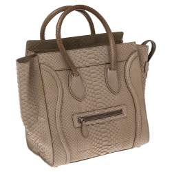 Pre Owned حقيبة يد توتس سيلين ميني لاغيدج جلد ثعبان بيج