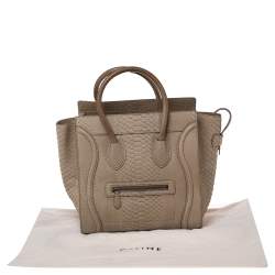 Pre Owned حقيبة يد توتس سيلين ميني لاغيدج جلد ثعبان بيج