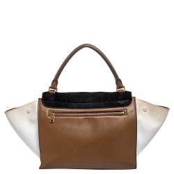 Pre Owned Celine Tricolor Leather and Suede Medium Trapeze Top Handle Bag