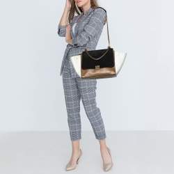 Pre Owned Celine Tricolor Leather and Suede Medium Trapeze Top Handle Bag