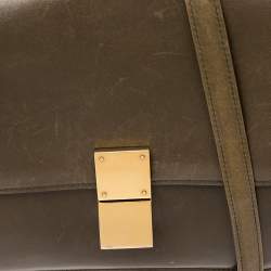 Pre Owned Celine Olive Green Leather Medium Classic Box Shoulder Bag