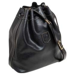 Pre Owned Celine Black Leather Drawstring Bucket Bag