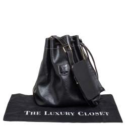 Pre Owned Celine Black Leather Drawstring Bucket Bag