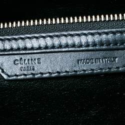 Pre Owned Celine White/Black Leather Mini Luggage Tote