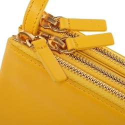 Pre Owned Celine Yellow Leather Large Trio Crossbody Bag