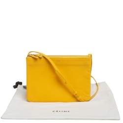 Pre Owned Celine Yellow Leather Large Trio Crossbody Bag