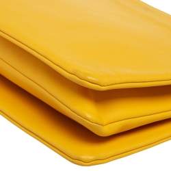 Pre Owned Celine Yellow Leather Large Trio Crossbody Bag