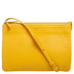 Celine small trio shoulder bag yellow leather