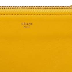Pre Owned Celine Yellow Leather Large Trio Crossbody Bag