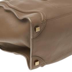 Pre Owned Celine Beige Leather Shoulder Luggage Tote