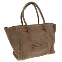 Pre Owned Celine Beige Leather Shoulder Luggage Tote