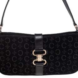 Pre Owned Celine Black Suede And Leather Macadam Shoulder Bag