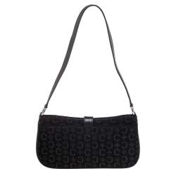 Pre Owned Celine Black Suede And Leather Macadam Shoulder Bag