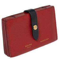 Pre Owned Celine Red Leather Accordeon Card Holder