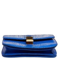 Pre Owned Celine Blue Python Medium Classic Box Shoulder Bag