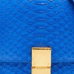 Pre Owned Celine Blue Python Medium Classic Box Shoulder Bag