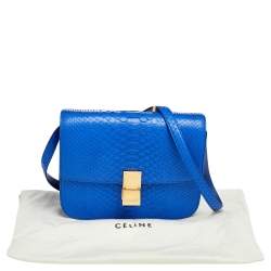 Pre Owned Celine Blue Python Medium Classic Box Shoulder Bag
