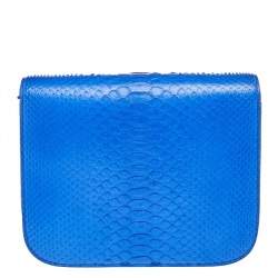 Pre Owned Celine Blue Python Medium Classic Box Shoulder Bag