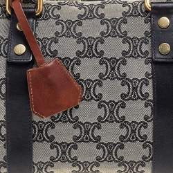 Pre Owned Céline Grey Macadam Canvas and Leather Boston Bag         