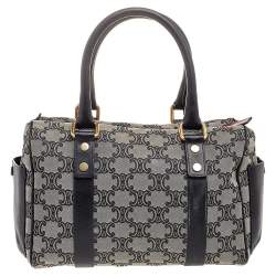 Pre Owned Céline Grey Macadam Canvas and Leather Boston Bag         