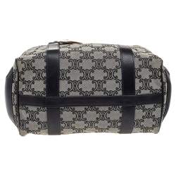 Pre Owned Céline Grey Macadam Canvas and Leather Boston Bag         