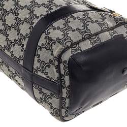 Pre Owned Céline Grey Macadam Canvas and Leather Boston Bag         