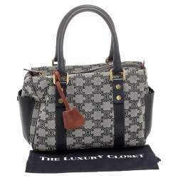 Pre Owned Céline Grey Macadam Canvas and Leather Boston Bag         