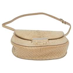 Celine Beige Python Leather Small Classic Box Shoulder Bag