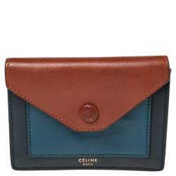 Pre Owned Celine Tricolor Leather Flap  Multifunction Compact Wallet