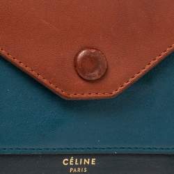 Pre Owned Celine Tricolor Leather Flap  Multifunction Compact Wallet