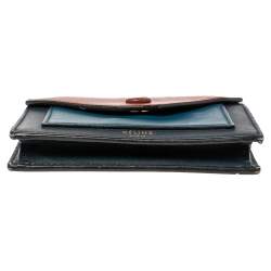 Pre Owned Celine Tricolor Leather Flap  Multifunction Compact Wallet