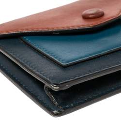 Pre Owned Celine Tricolor Leather Flap  Multifunction Compact Wallet