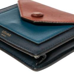 Pre Owned Celine Tricolor Leather Flap  Multifunction Compact Wallet