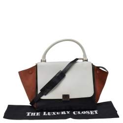 Pre Owned Celine Tricolor Leather and Suede Medium Trapeze Top Handle Bag