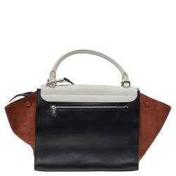 Pre Owned Celine Tricolor Leather and Suede Medium Trapeze Top Handle Bag