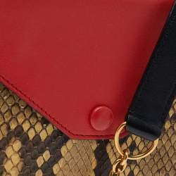 Pre Owned Celine Black/Red Python Leather Pocket Envelope Shoulder Bag