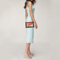 Celine Black/Red Python Leather Pocket Envelope Shoulder Bag