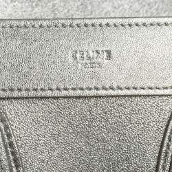 Pre Owned Céline Metallic Silver Leather Nano Luggage Tote
