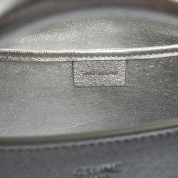 Pre Owned Céline Metallic Silver Leather Nano Luggage Tote
