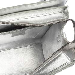 Pre Owned Céline Metallic Silver Leather Nano Luggage Tote