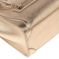 Pre Owned Céline Metallic Gold Leather Nano Luggage Tote
