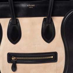 Pre Owned Celine Tri Color Leather and Nubuck Mini Luggage Tote