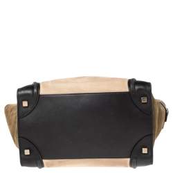 Pre Owned Celine Tri Color Leather and Nubuck Mini Luggage Tote