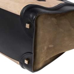 Pre Owned Celine Tri Color Leather and Nubuck Mini Luggage Tote