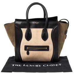 Pre Owned Celine Tri Color Leather and Nubuck Mini Luggage Tote
